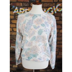 KATHIE LEE Sequin Floral Sweater